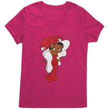 Load image into Gallery viewer, Betty Boop Vneck, Betty Boop T-Shirt, Betty Boop Shirt Christmas Gifts For Her, Black Betty Boop Design Womens Vneck Shirt, Black Girl Shirt