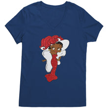 Load image into Gallery viewer, Betty Boop Vneck, Betty Boop T-Shirt, Betty Boop Shirt Christmas Gifts For Her, Black Betty Boop Design Womens Vneck Shirt, Black Girl Shirt