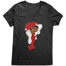Load image into Gallery viewer, Betty Boop Vneck, Betty Boop T-Shirt, Betty Boop Shirt Christmas Gifts For Her, Black Betty Boop Design Womens Vneck Shirt, Black Girl Shirt