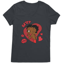 Load image into Gallery viewer, Betty Boop Vneck, Cute Betty Boop Shirt, Betty Boop Heart Shirt, Betty Boop Womens Shirt, Womens Clothing for Christmas Shirt Christmas Gift