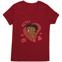 Load image into Gallery viewer, Betty Boop Vneck, Cute Betty Boop Shirt, Betty Boop Heart Shirt, Betty Boop Womens Shirt, Womens Clothing for Christmas Shirt Christmas Gift