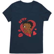 Load image into Gallery viewer, Betty Boop Vneck, Cute Betty Boop Shirt, Betty Boop Heart Shirt, Betty Boop Womens Shirt, Womens Clothing for Christmas Shirt Christmas Gift