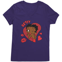 Load image into Gallery viewer, Betty Boop Vneck, Cute Betty Boop Shirt, Betty Boop Heart Shirt, Betty Boop Womens Shirt, Womens Clothing for Christmas Shirt Christmas Gift