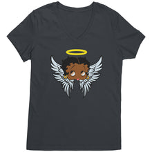 Load image into Gallery viewer, Betty Boop Vneck, Funny Betty Boop Shirt, Black Betty Boop Tshirt, Christmas Shirt, Womens Clothing, Angel Design Christmas Gifts For Her