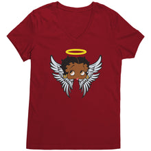 Load image into Gallery viewer, Betty Boop Vneck, Funny Betty Boop Shirt, Black Betty Boop Tshirt, Christmas Shirt, Womens Clothing, Angel Design Christmas Gifts For Her