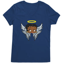 Load image into Gallery viewer, Betty Boop Vneck, Funny Betty Boop Shirt, Black Betty Boop Tshirt, Christmas Shirt, Womens Clothing, Angel Design Christmas Gifts For Her