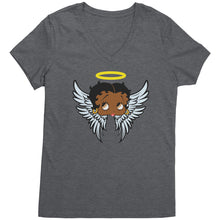 Load image into Gallery viewer, Betty Boop Vneck, Funny Betty Boop Shirt, Black Betty Boop Tshirt, Christmas Shirt, Womens Clothing, Angel Design Christmas Gifts For Her