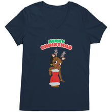 Load image into Gallery viewer, Betty Boop Vneck, Merry Christmas Womens Shirt, Betty Boop Shirt, Christmas Shirt Christmas Gifts For Her Reindeer Christmas Womens Clothing