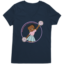 Load image into Gallery viewer, Betty_Boop_Vneck_Shirt_Easter_Shirt_Ch_New_Navy_Mockup.png