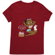 Load image into Gallery viewer, Betty_Boop_Vneck_Shirt_Easter_Shirt_Ea_Classic_Red_Mockup.png