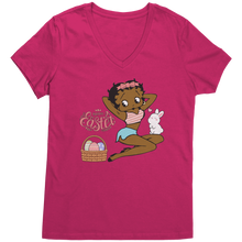 Load image into Gallery viewer, Betty_Boop_Vneck_Shirt_Easter_Shirt_Ea_Dark_Fuchsia_Mockup.png