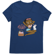Load image into Gallery viewer, Betty_Boop_Vneck_Shirt_Easter_Shirt_Ea_Deep_Royal_Mockup.png