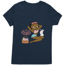 Load image into Gallery viewer, Betty_Boop_Vneck_Shirt_Easter_Shirt_Ea_New_Navy_Mockup.png