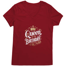 Load image into Gallery viewer, Queen of the Birthday Girl Ladies V-Neck - T-Shirt