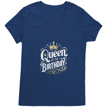 Load image into Gallery viewer, Queen of the Birthday Girl Ladies V-Neck - T-Shirt