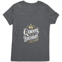 Load image into Gallery viewer, Queen of the Birthday Girl Ladies V-Neck - T-Shirt