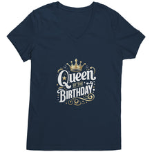 Load image into Gallery viewer, Queen of the Birthday Girl Ladies V-Neck - T-Shirt