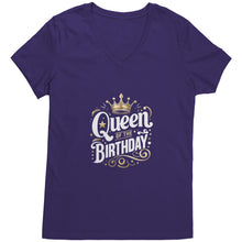 Load image into Gallery viewer, Queen of the Birthday Girl Ladies V-Neck - T-Shirt