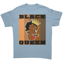 Load image into Gallery viewer, Black_Queen_Shirt_for_Women_Melanin_T-S_Light_Blue_Front_Mockup.png