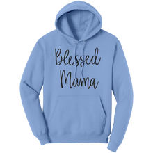 Load image into Gallery viewer, Blessed_Mama_Hoodie_Cute_Mom_Hoodie_Mo_Light_Blue_Front_Mockup.png