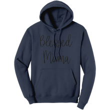 Load image into Gallery viewer, Blessed_Mama_Hoodie_Cute_Mom_Hoodie_Mo_Navy_Front_Mockup.png