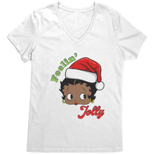 Load image into Gallery viewer, Christmas Betty Boop Vneck, Feeling Jolly Shirt, Betty Boop Tshirt Christmas Gifts Betty Boop Christmas Shirt, Betty Boop Christmas Vneck