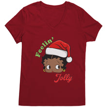 Load image into Gallery viewer, Christmas Betty Boop Vneck, Feeling Jolly Shirt, Betty Boop Tshirt Christmas Gifts Betty Boop Christmas Shirt, Betty Boop Christmas Vneck