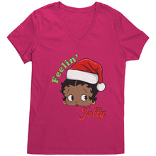 Load image into Gallery viewer, Christmas Betty Boop Vneck, Feeling Jolly Shirt, Betty Boop Tshirt Christmas Gifts Betty Boop Christmas Shirt, Betty Boop Christmas Vneck