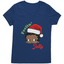 Load image into Gallery viewer, Christmas Betty Boop Vneck, Feeling Jolly Shirt, Betty Boop Tshirt Christmas Gifts Betty Boop Christmas Shirt, Betty Boop Christmas Vneck