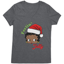 Load image into Gallery viewer, Christmas Betty Boop Vneck, Feeling Jolly Shirt, Betty Boop Tshirt Christmas Gifts Betty Boop Christmas Shirt, Betty Boop Christmas Vneck
