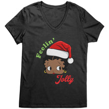Load image into Gallery viewer, Christmas Betty Boop Vneck, Feeling Jolly Shirt, Betty Boop Tshirt Christmas Gifts Betty Boop Christmas Shirt, Betty Boop Christmas Vneck