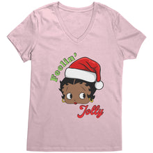 Load image into Gallery viewer, Christmas Betty Boop Vneck, Feeling Jolly Shirt, Betty Boop Tshirt Christmas Gifts Betty Boop Christmas Shirt, Betty Boop Christmas Vneck