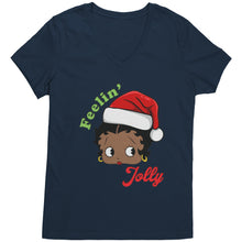Load image into Gallery viewer, Christmas Betty Boop Vneck, Feeling Jolly Shirt, Betty Boop Tshirt Christmas Gifts Betty Boop Christmas Shirt, Betty Boop Christmas Vneck