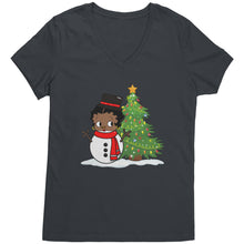 Load image into Gallery viewer, Christmas Snowman Shirt, Betty Boop Vneck, Christmas Shirt, Funny Christmas Betty Boop Shirt, Snowman Vneck, Womens Christmas Gift For Her