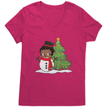 Load image into Gallery viewer, Christmas Snowman Shirt, Betty Boop Vneck, Christmas Shirt, Funny Christmas Betty Boop Shirt, Snowman Vneck, Womens Christmas Gift For Her
