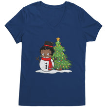 Load image into Gallery viewer, Christmas Snowman Shirt, Betty Boop Vneck, Christmas Shirt, Funny Christmas Betty Boop Shirt, Snowman Vneck, Womens Christmas Gift For Her