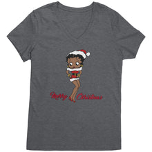 Load image into Gallery viewer, Christmas Vneck, Betty Boop V-Neck Shirt, Cute Graphic Tee, Betty Boop T-Shirt, Christmas Gift for Her, Womens Clothing, Fun Retro Shirt