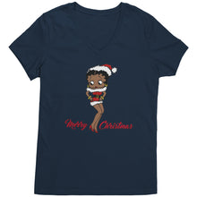 Load image into Gallery viewer, Christmas Vneck, Betty Boop V-Neck Shirt, Cute Graphic Tee, Betty Boop T-Shirt, Christmas Gift for Her, Womens Clothing, Fun Retro Shirt
