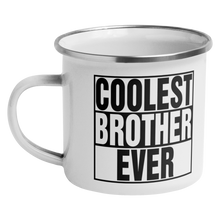 Load image into Gallery viewer, Coolest_Brother_Ever_Enamel_Mug_Camping_CampingMugAngleLH_Mockup.png_15739543