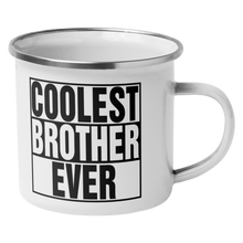 Load image into Gallery viewer, Coolest_Brother_Ever_Enamel_Mug_Camping_CampingMugAngleRH_Mockup.png_15739544