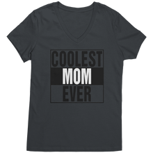 Load image into Gallery viewer, Coolest_Mom_Ever_Shirt_Mom_Vneck_Shirt_Charcoal_Mockup.png