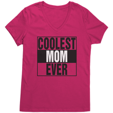 Load image into Gallery viewer, Coolest_Mom_Ever_Shirt_Mom_Vneck_Shirt_Dark_Fuchsia_Mockup.png