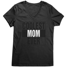 Load image into Gallery viewer, Coolest_Mom_Ever_Shirt_Mom_Vneck_Shirt_Jet_Black_Mockup.png