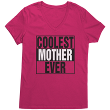 Load image into Gallery viewer, Coolest_Mother_Ever_Shirt_Mother_Vneck__Dark_Fuchsia_Mockup.png