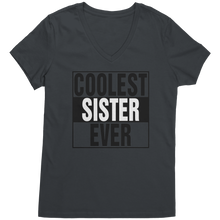 Load image into Gallery viewer, Coolest_Sister_Ever_Shirt_Sister_Vneck__Charcoal_Mockup.png