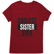 Load image into Gallery viewer, Coolest_Sister_Ever_Shirt_Sister_Vneck__Classic_Red_Mockup.png