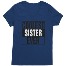 Load image into Gallery viewer, Coolest_Sister_Ever_Shirt_Sister_Vneck__Deep_Royal_Mockup.png