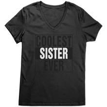 Load image into Gallery viewer, Coolest_Sister_Ever_Shirt_Sister_Vneck__Jet_Black_Mockup.png