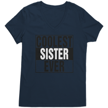 Load image into Gallery viewer, Coolest_Sister_Ever_Shirt_Sister_Vneck__New_Navy_Mockup.png