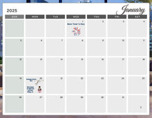 Load image into Gallery viewer, Rags to Riches 2025 Calendar Printable Planner, Digital Calendar 2025, Wall Calendar PDF Editable Calendar, Monthly Planner, Digital Planner